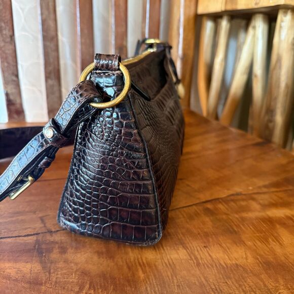 Brahmin Anytime Baguette Shoulder Bag – Melbourne Croc Embossed Leather Brown - Picture 8 of 17